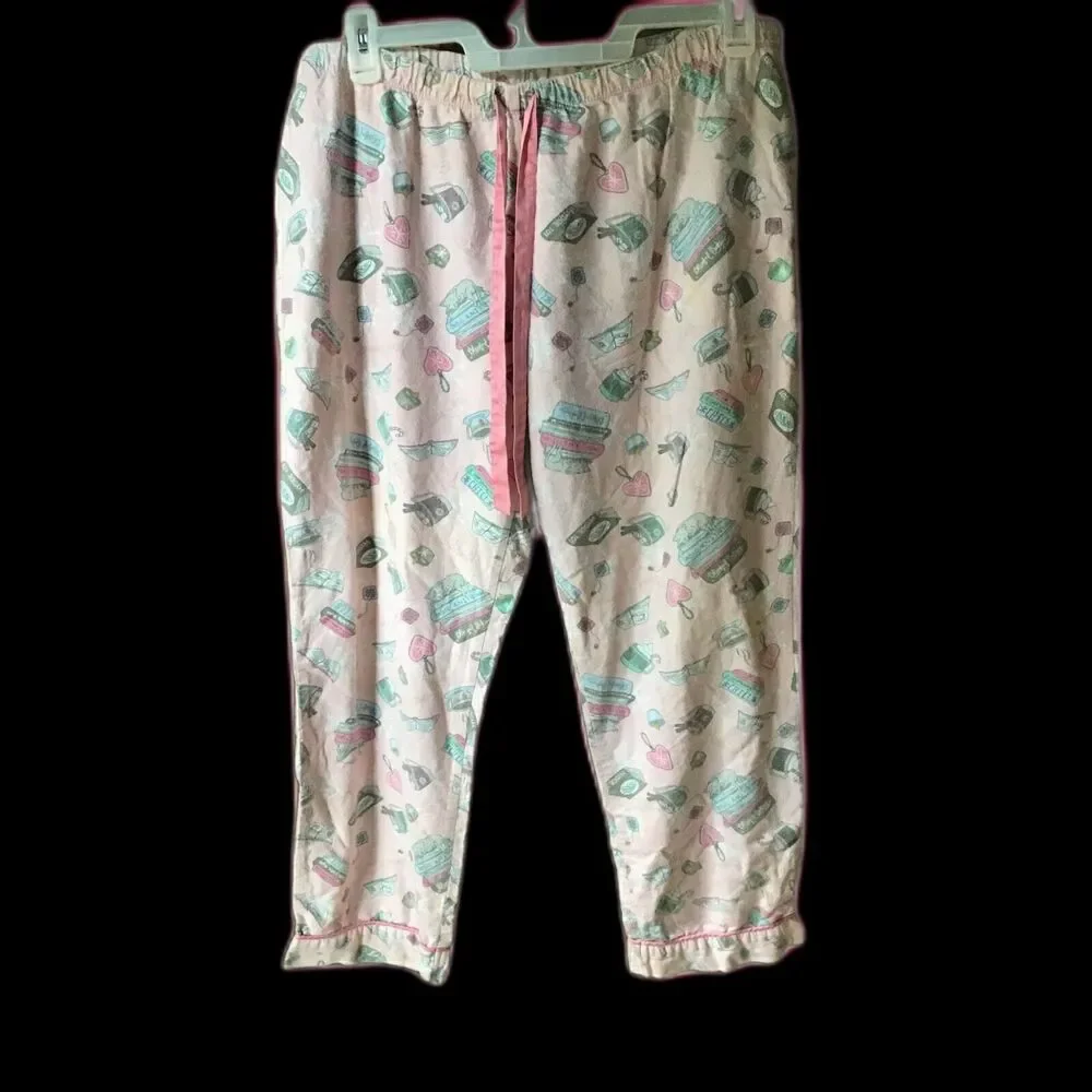 Wondershop Pink Pajama Lounge Pants Size XXL Sleepwear Coffee Cats Books